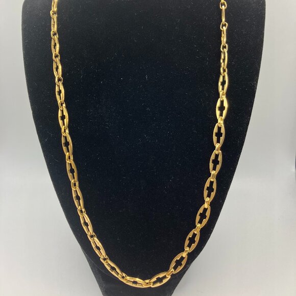 Real 18K Gold Plated over Stainless Steel Oval Link Hollow Cross VARIOUS Lengths - Picture 2 of 5